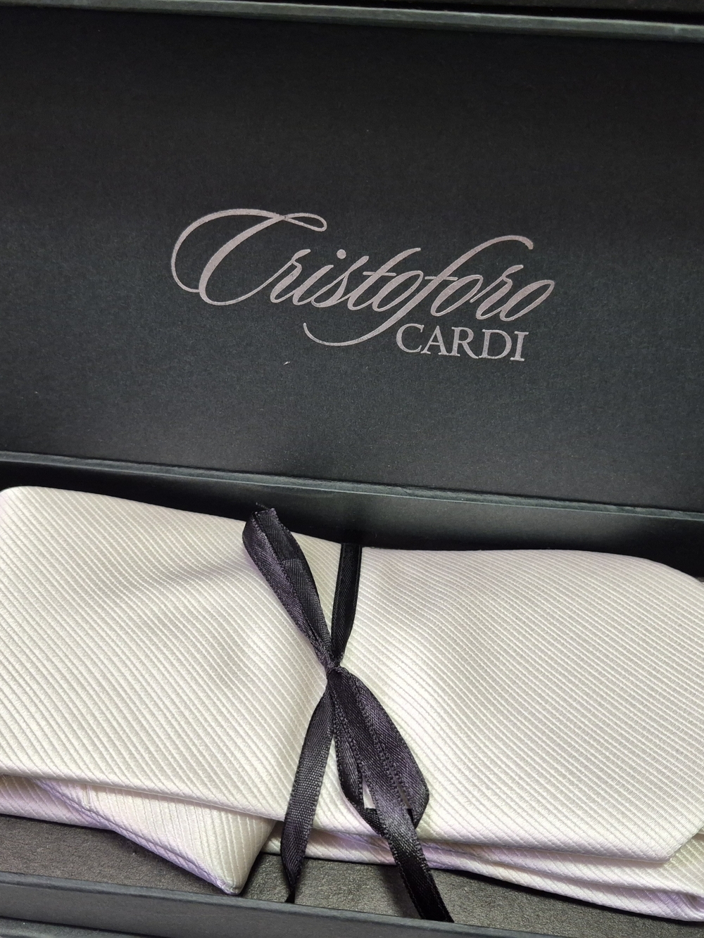 Cristoforo Cardi Faille Classic Men's Ivory Silk Tie - Hand-Made